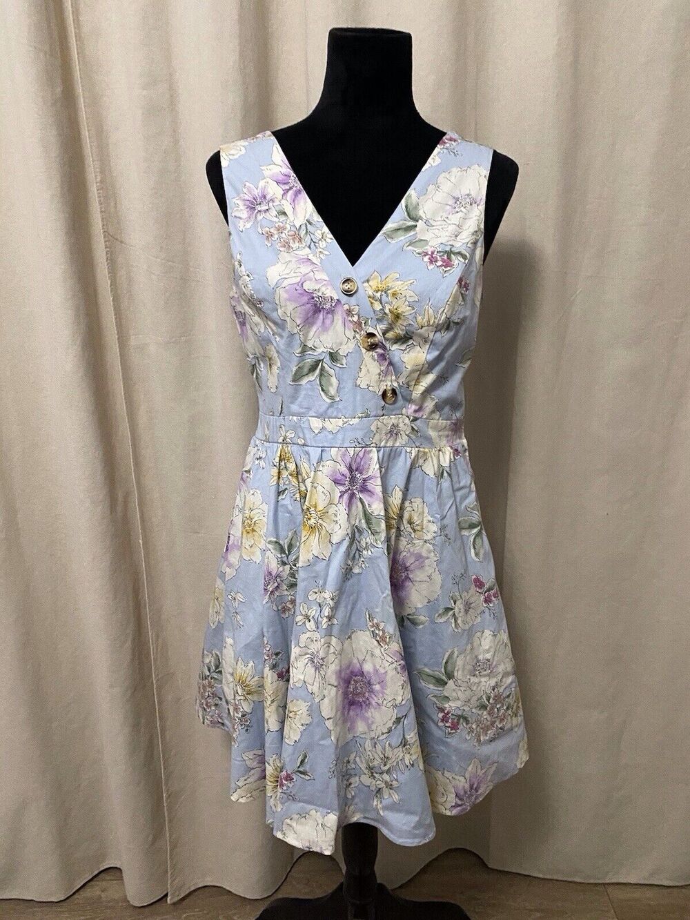Maimi Blue Floral Ruffle Spring Mini Sz M
